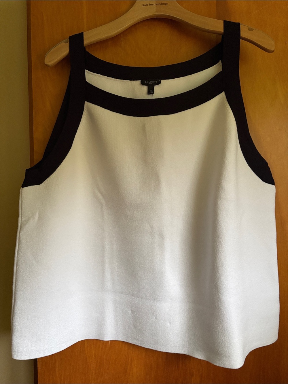 Talbots White Shell Tank with Black Trim